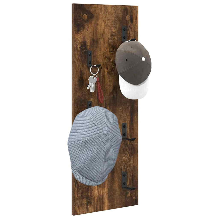 Wandgemonteerde kapstok Gerookt eiken 30 x 1.5 x 80 cm
