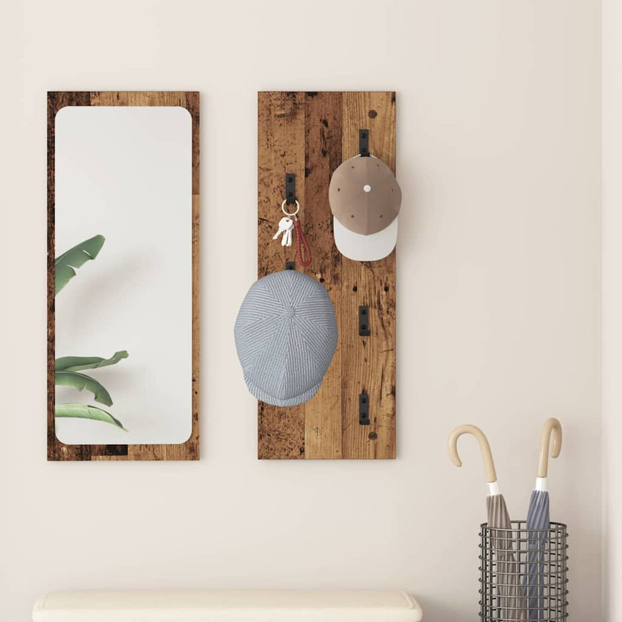 Wandgemonteerde kapstok Oud hout 30 x 1.5 x 80 cm Bewerkt hout