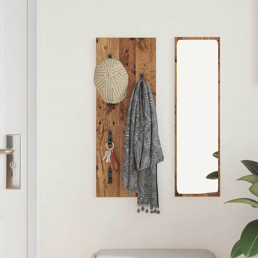 Wandgemonteerde kapstok Oud hout 30 x 1.5 x 80 cm Bewerkt hout