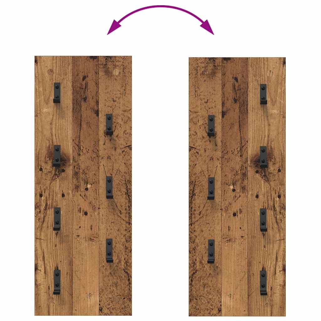 Wandgemonteerde kapstok Oud hout 30 x 1.5 x 80 cm Bewerkt hout
