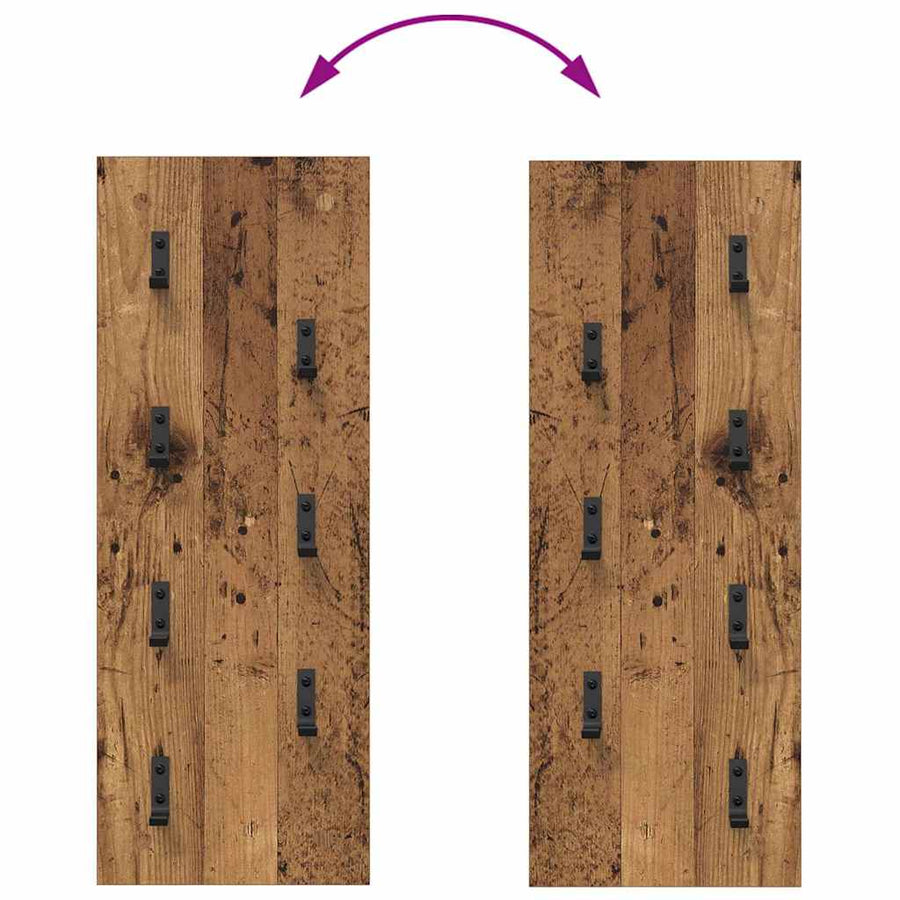 Wandgemonteerde kapstok Oud hout 30 x 1.5 x 80 cm Bewerkt hout