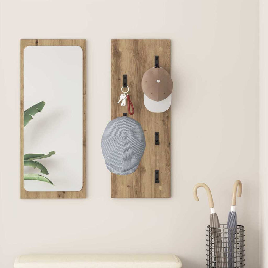 Wandgemonteerde Kapstok Artisan Eiken 30 X 1,5 X 80 Cm artisanaal eikenkleurig