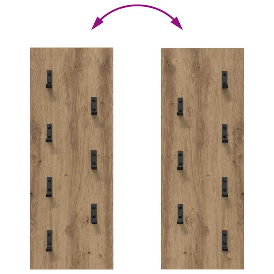 Wandgemonteerde Kapstok Artisan Eiken 30 X 1,5 X 80 Cm artisanaal eikenkleurig