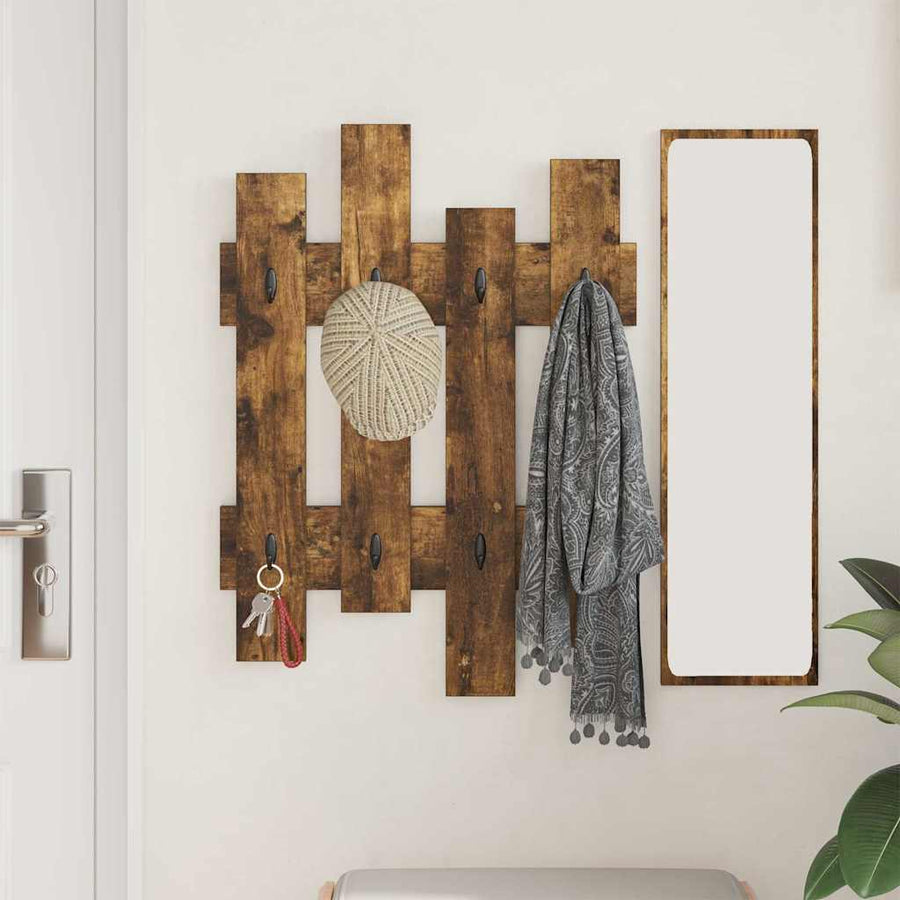 Wandgemonteerde Kapstok Met Opslag 60 X 3 X 82 Cm Gerookt eiken
