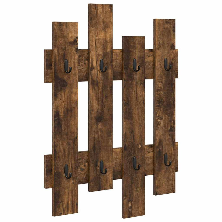 Wandgemonteerde Kapstok Met Opslag 60 X 3 X 82 Cm Gerookt eiken