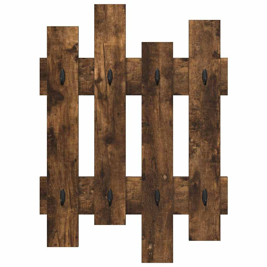 Wandgemonteerde Kapstok Met Opslag 60 X 3 X 82 Cm Gerookt eiken