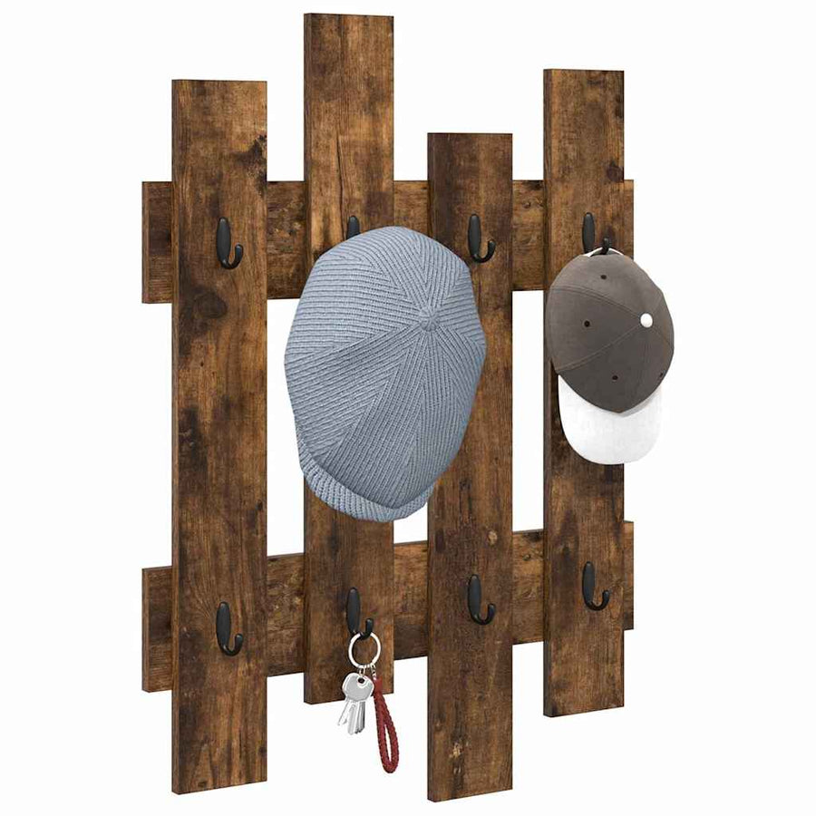 Wandgemonteerde Kapstok Met Opslag 60 X 3 X 82 Cm Gerookt eiken