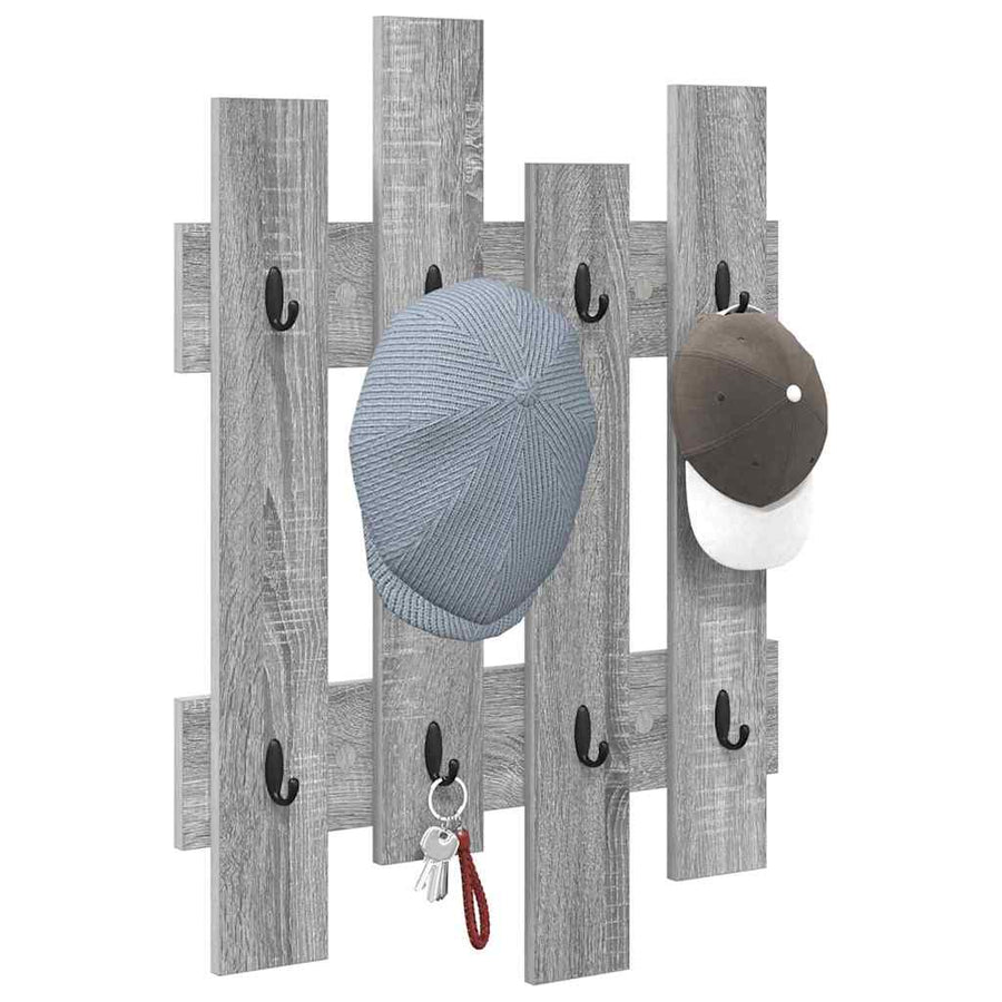 Wandgemonteerde kapstok met opslag Grijs Sonoma 60 x 3 x 82 cm