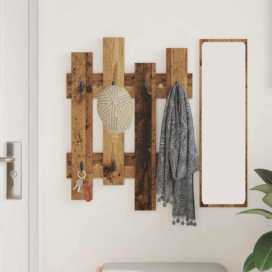 Wandgemonteerde Kapstok 60 X 3 X 82 Cm Bewerkt Hout Oud hout