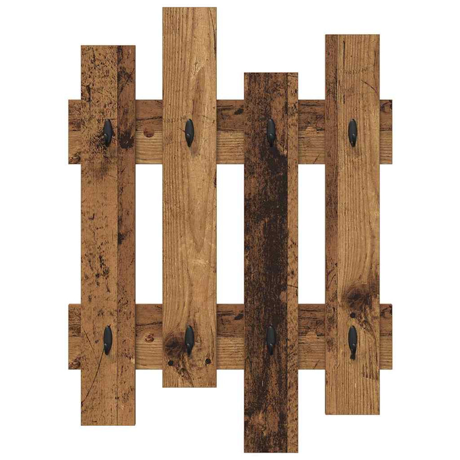 Wandgemonteerde Kapstok 60 X 3 X 82 Cm Bewerkt Hout Oud hout