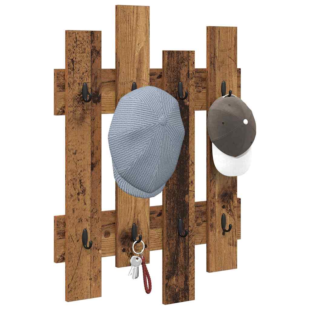 Wandgemonteerde Kapstok 60 X 3 X 82 Cm Bewerkt Hout Oud hout