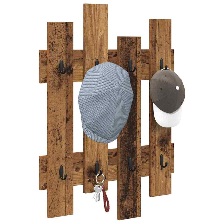 Wandgemonteerde Kapstok 60 X 3 X 82 Cm Bewerkt Hout Oud hout