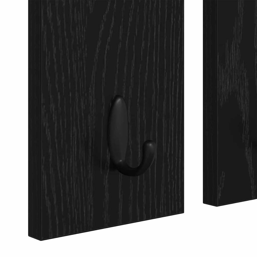 Wandgemonteerde kapstok met plank Zwart eiken 85 x 10 x 45 cm
