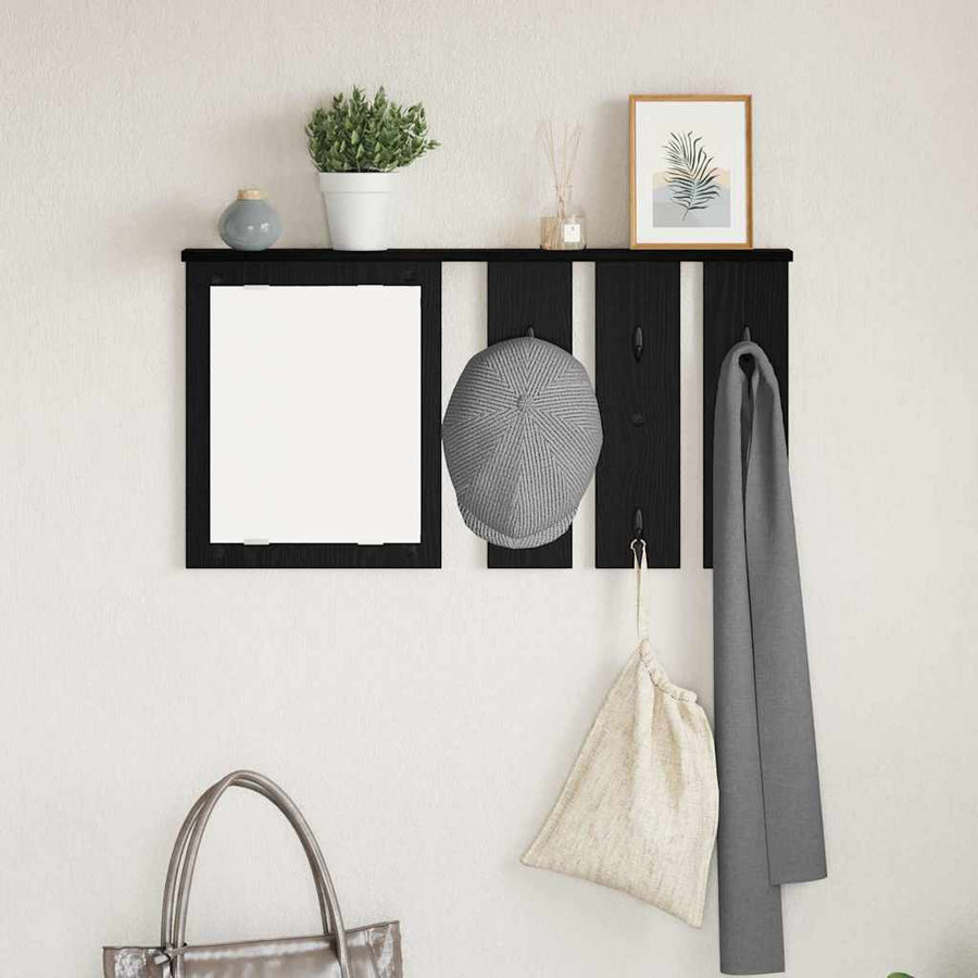 Wandgemonteerde kapstok met plank Zwart eiken 85 x 10 x 45 cm