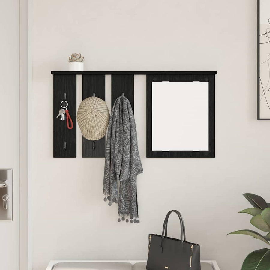 Wandgemonteerde kapstok met plank Zwart eiken 85 x 10 x 45 cm