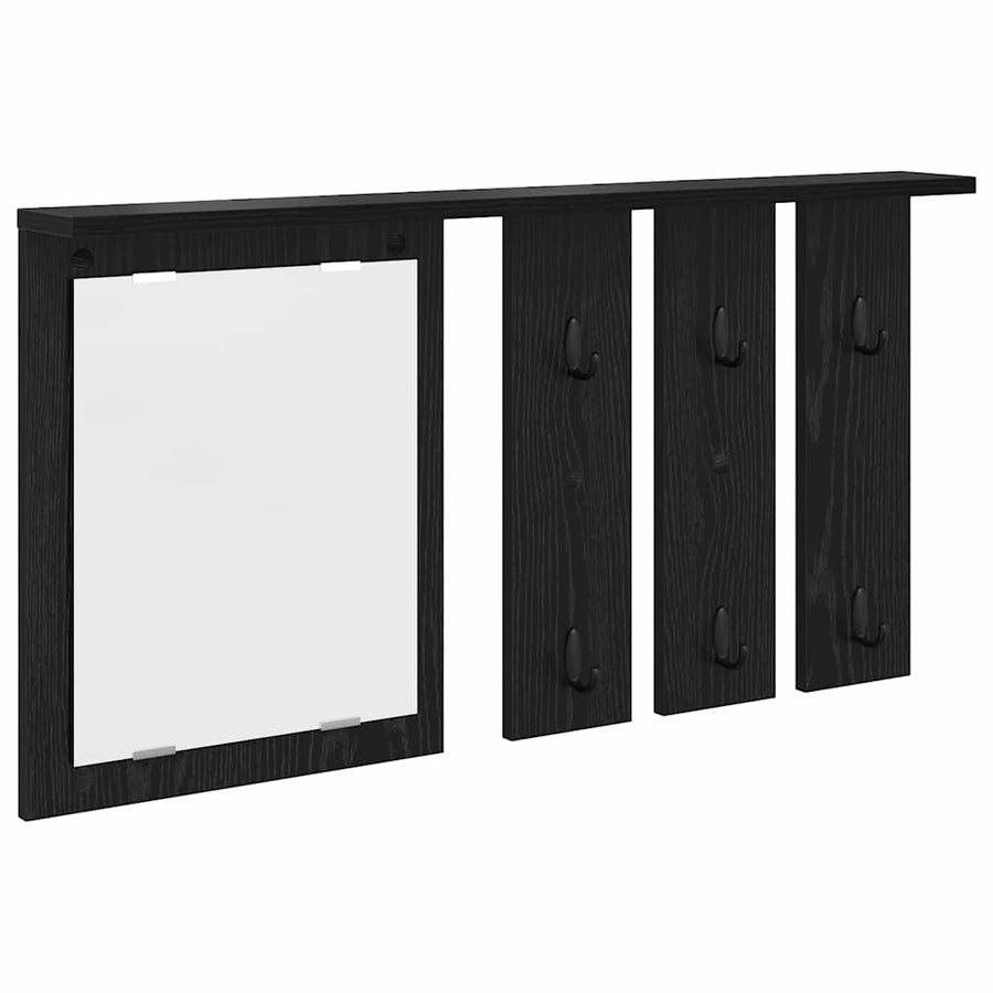 Wandgemonteerde kapstok met plank Zwart eiken 85 x 10 x 45 cm