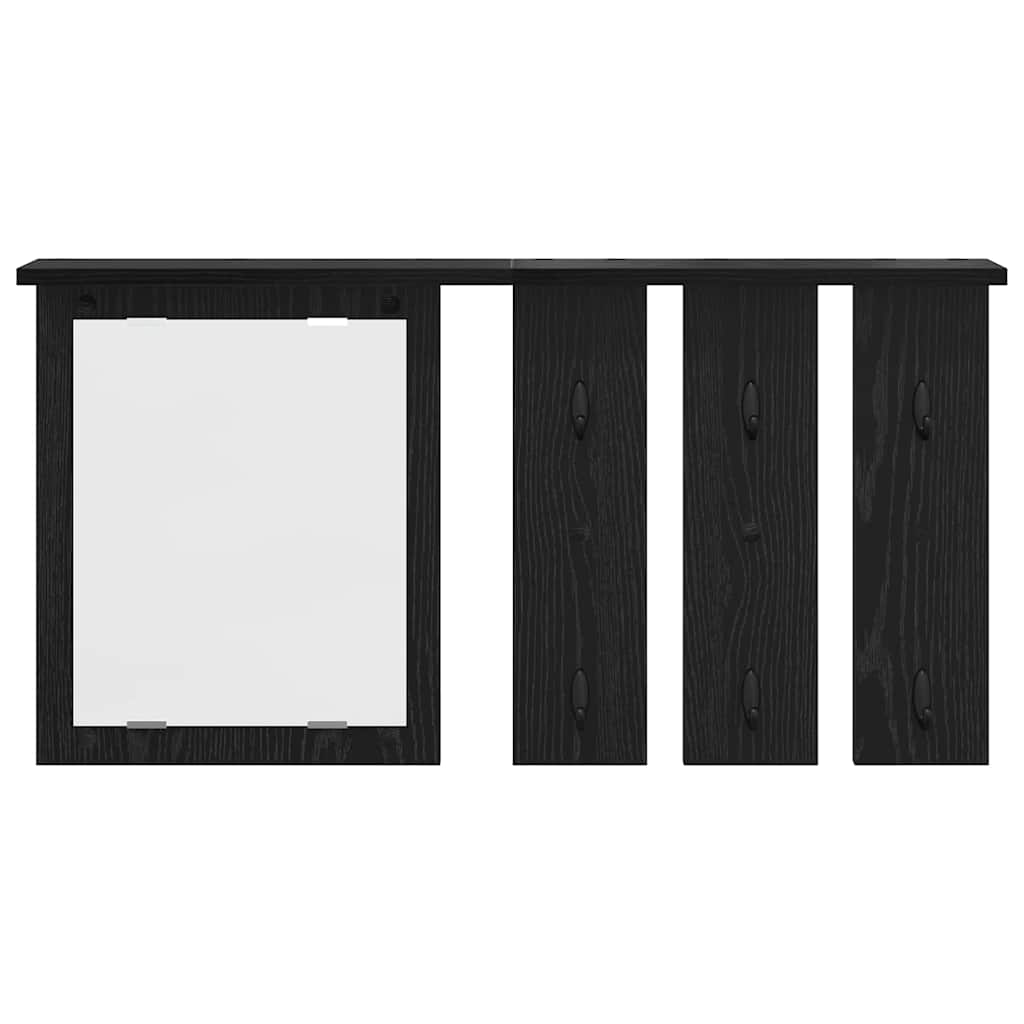 Wandgemonteerde kapstok met plank Zwart eiken 85 x 10 x 45 cm