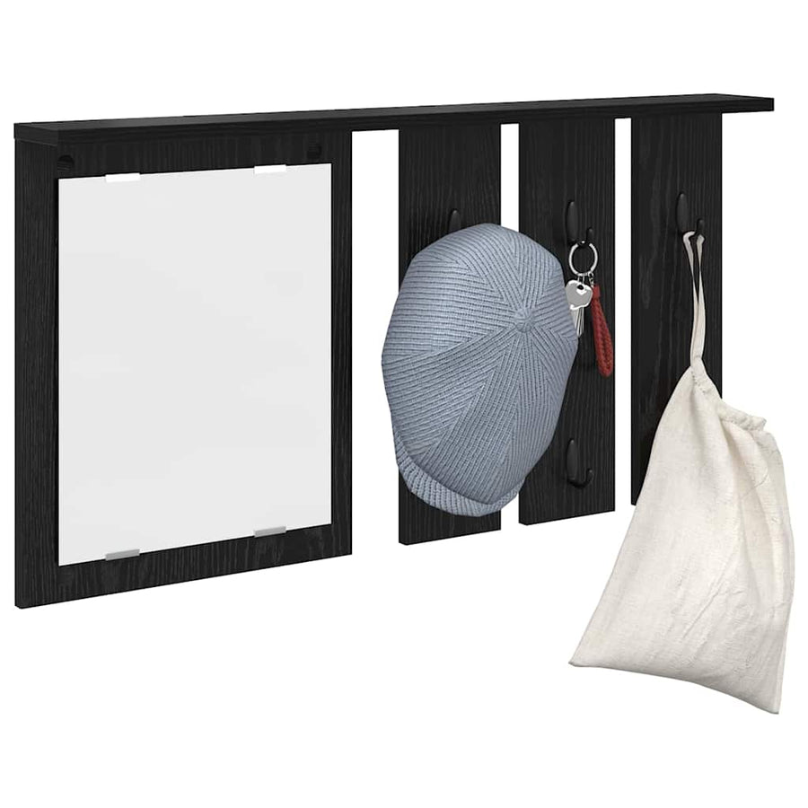 Wandgemonteerde kapstok met plank Zwart eiken 85 x 10 x 45 cm