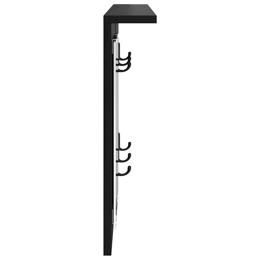 Wandgemonteerde kapstok met plank Zwart eiken 85 x 10 x 45 cm