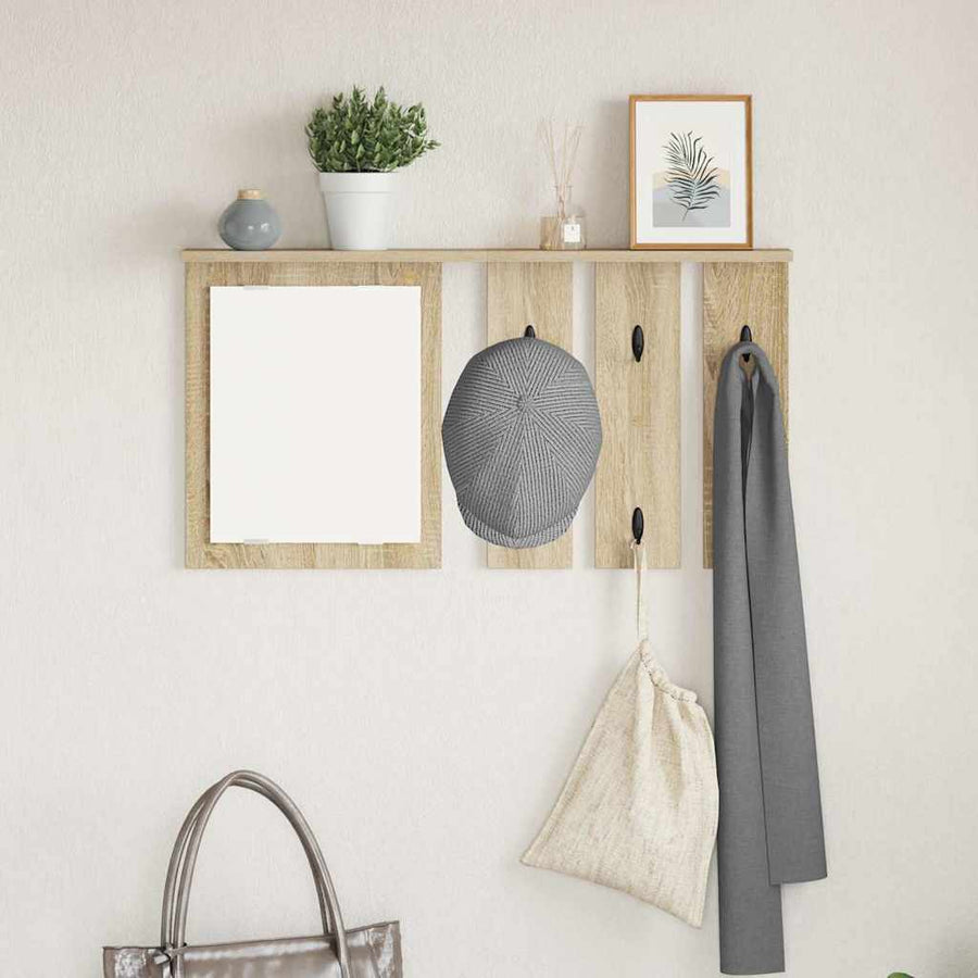 Wandgemonteerde kapstok met plank Sonoma eiken 85 x 10 x 45 cm