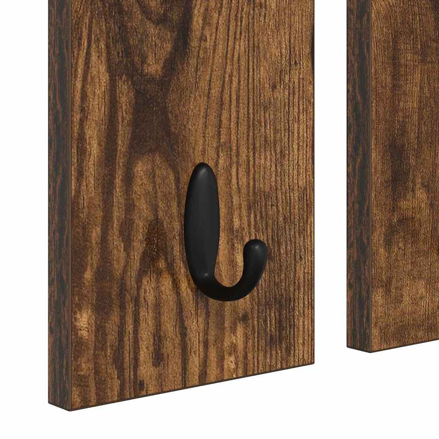 Wandgemonteerde kapstok met plank Gerookt eiken 85 x 10 x 45 cm