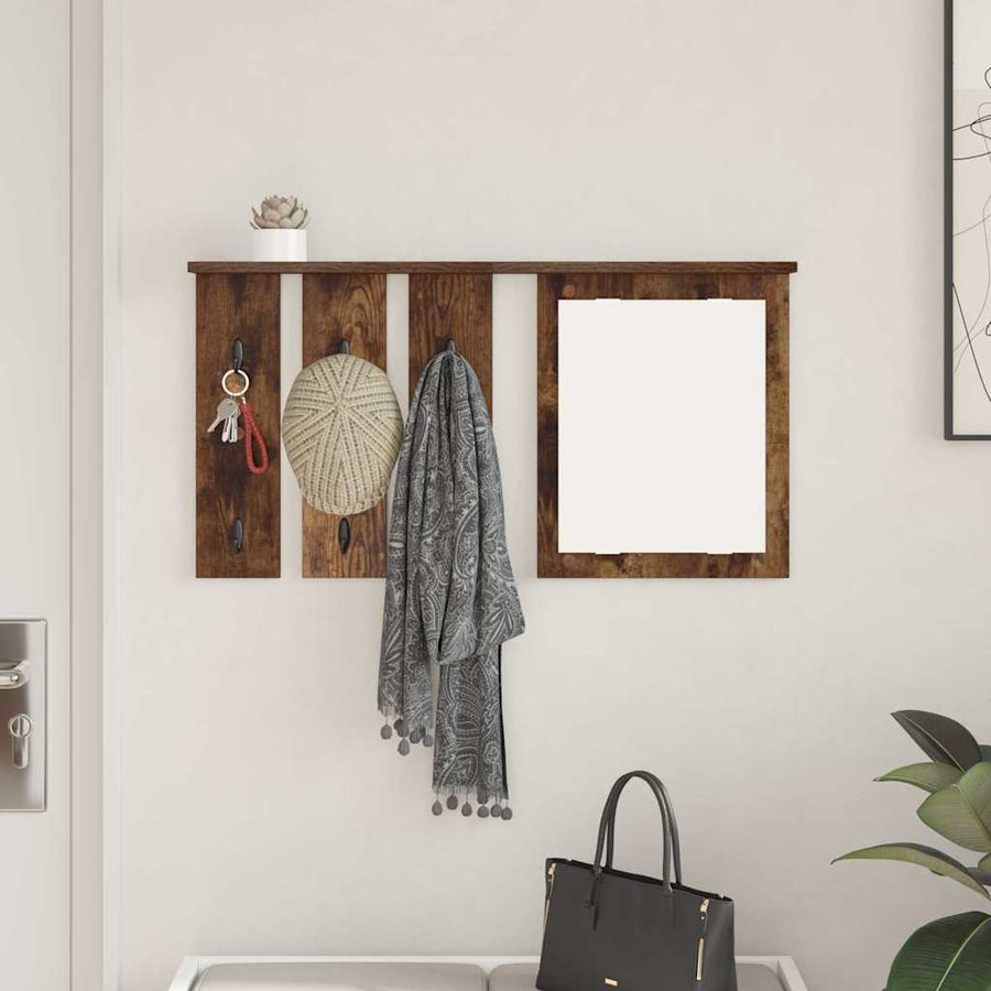 Wandgemonteerde kapstok met plank Gerookt eiken 85 x 10 x 45 cm