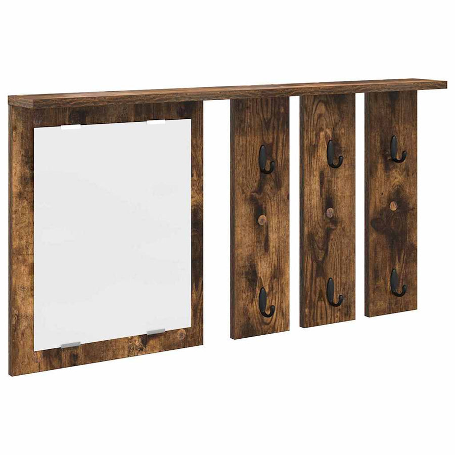Wandgemonteerde kapstok met plank Gerookt eiken 85 x 10 x 45 cm