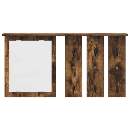 Wandgemonteerde kapstok met plank Gerookt eiken 85 x 10 x 45 cm