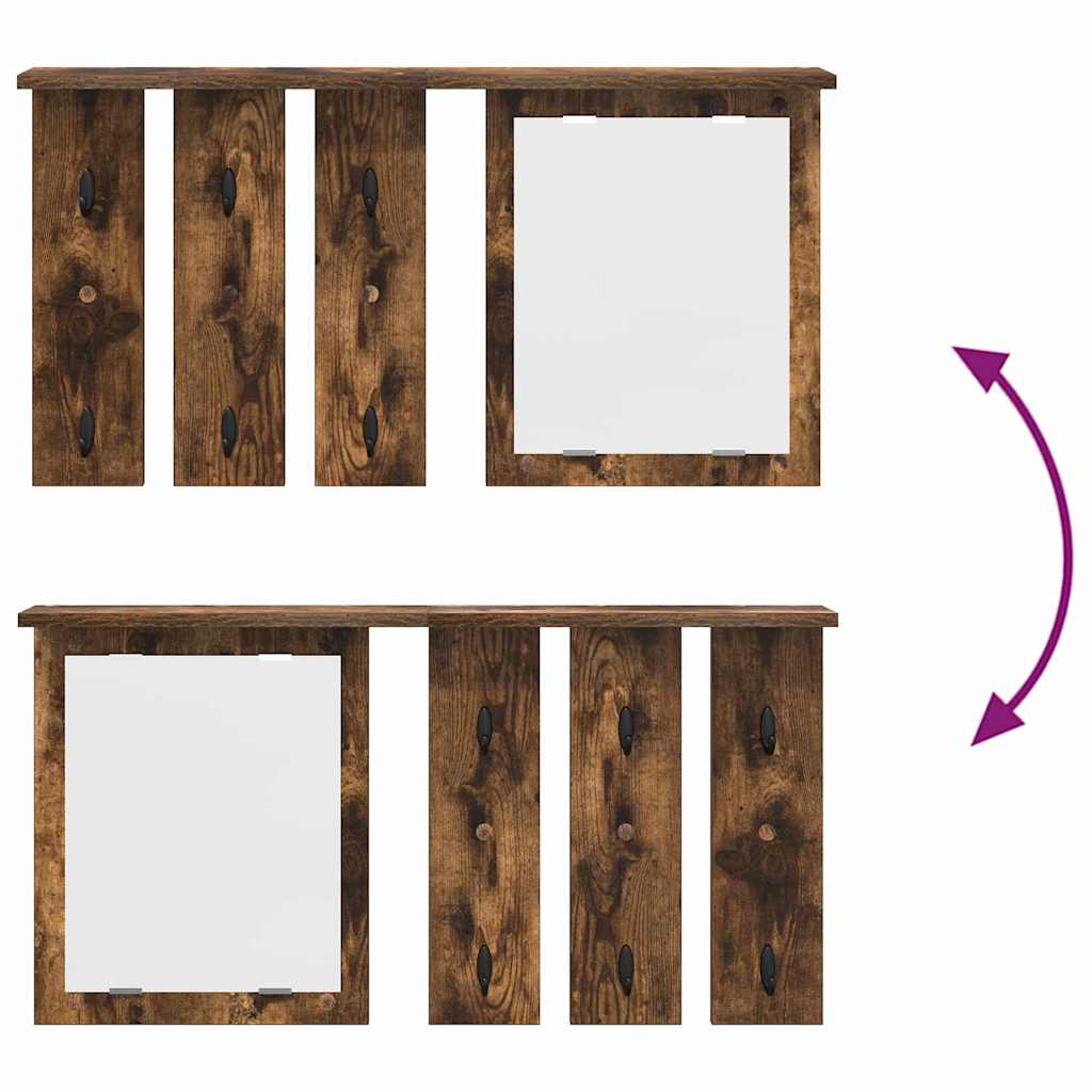 Wandgemonteerde kapstok met plank Gerookt eiken 85 x 10 x 45 cm