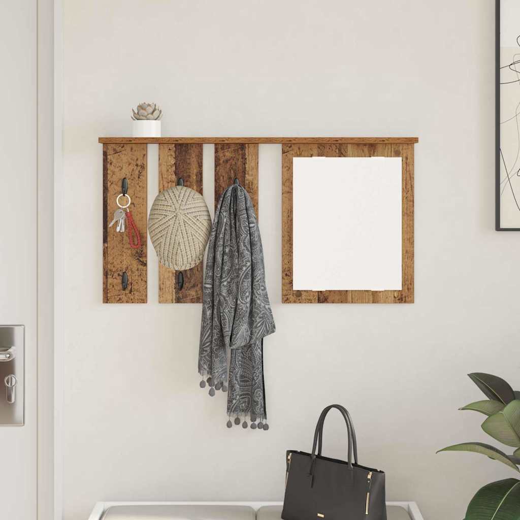 Wandgemonteerde kapstok Oud hout 85 x 10 x 45 cm Bewerkt hout
