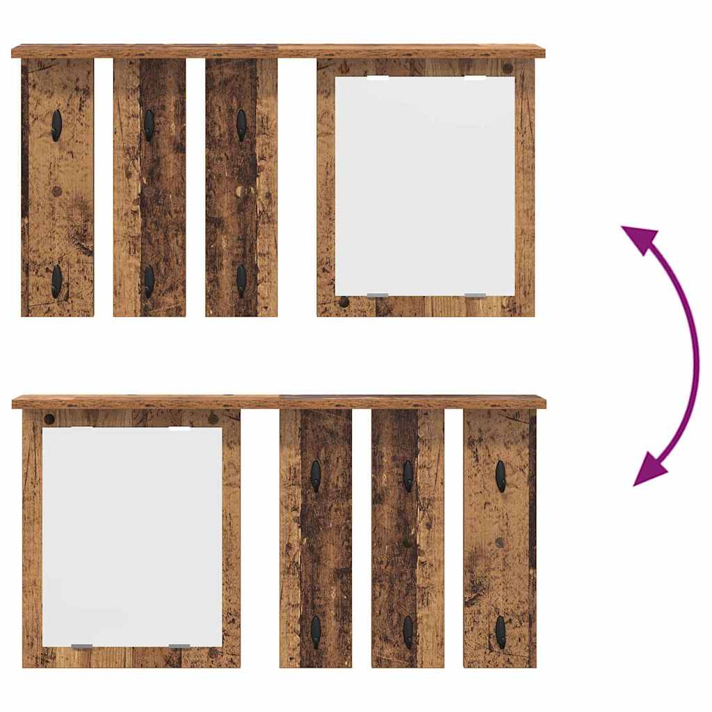 Wandgemonteerde kapstok Oud hout 85 x 10 x 45 cm Bewerkt hout