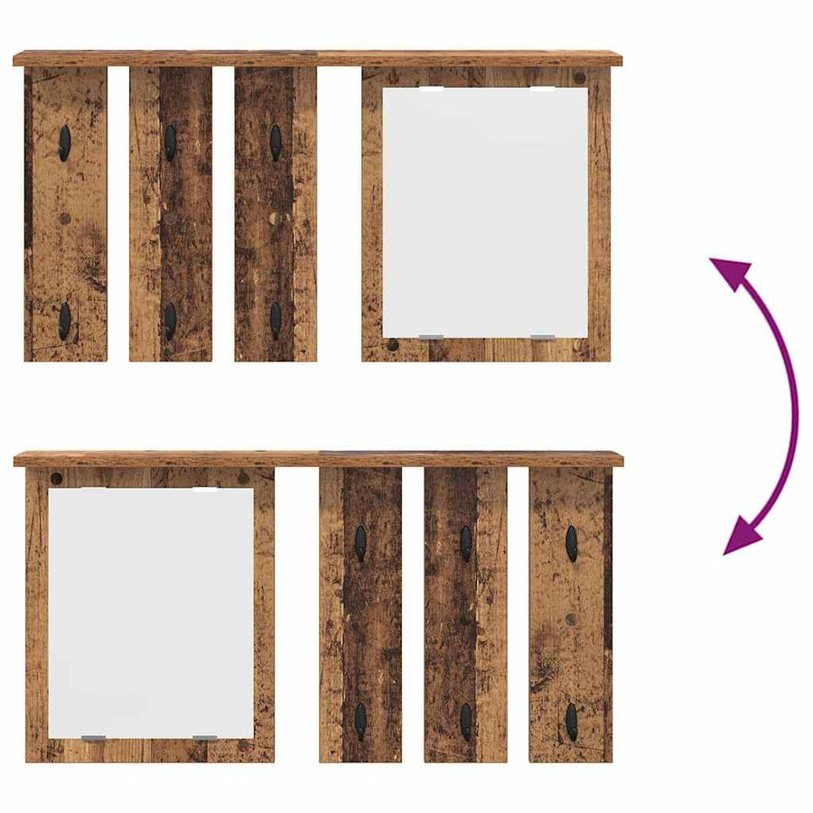 Wandgemonteerde kapstok Oud hout 85 x 10 x 45 cm Bewerkt hout