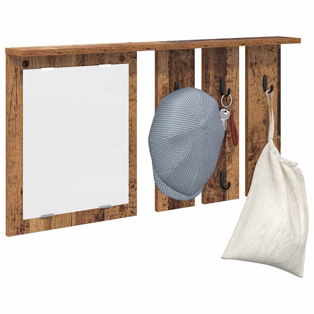 Wandgemonteerde kapstok Oud hout 85 x 10 x 45 cm Bewerkt hout