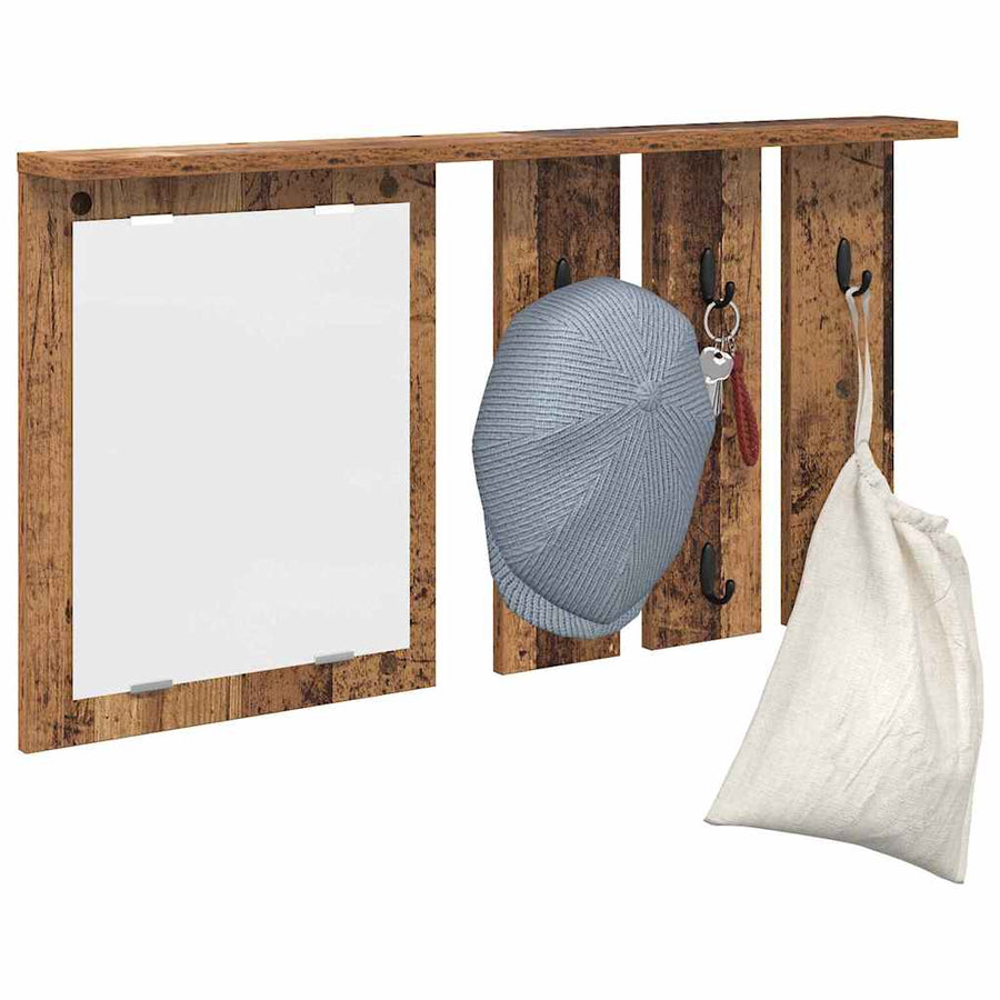 Wandgemonteerde kapstok Oud hout 85 x 10 x 45 cm Bewerkt hout