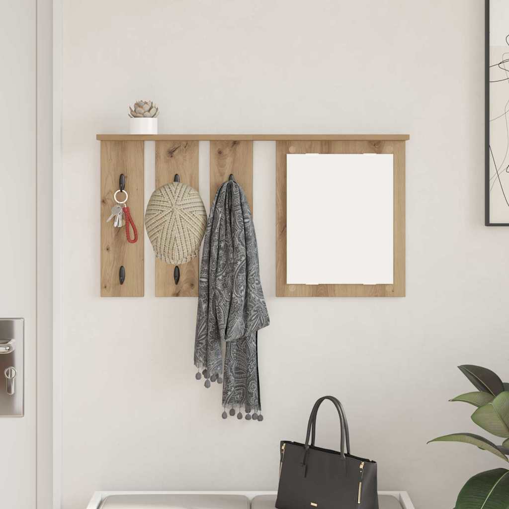 Wandgemonteerde kapstok artisanaal eikenkleurig 85 x 10 x 45 cm
