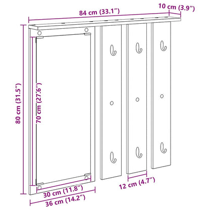 Wandgemonteerde kapstok Wit 84 x 10 x 80 cm Bewerkt hout