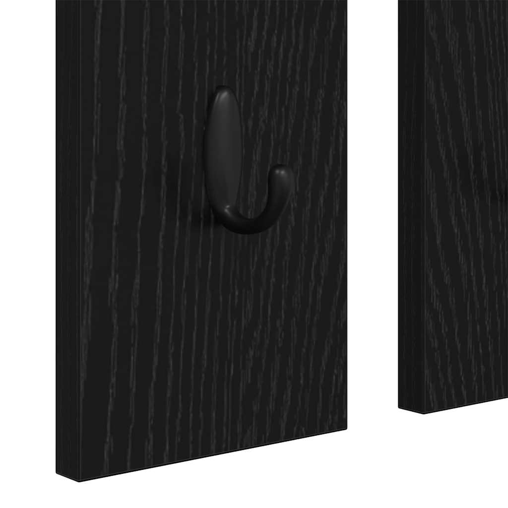 Wandgemonteerde kapstok met plank Zwart eiken 84 x 10 x 80 cm