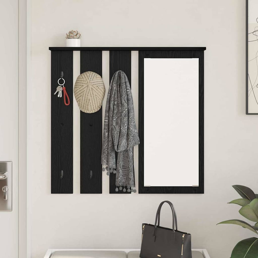 Wandgemonteerde kapstok met plank Zwart eiken 84 x 10 x 80 cm