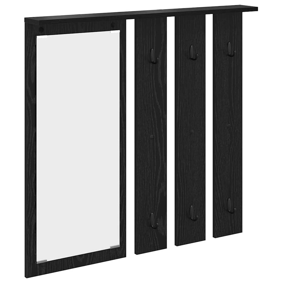 Wandgemonteerde kapstok met plank Zwart eiken 84 x 10 x 80 cm
