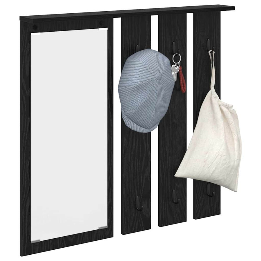 Wandgemonteerde kapstok met plank Zwart eiken 84 x 10 x 80 cm