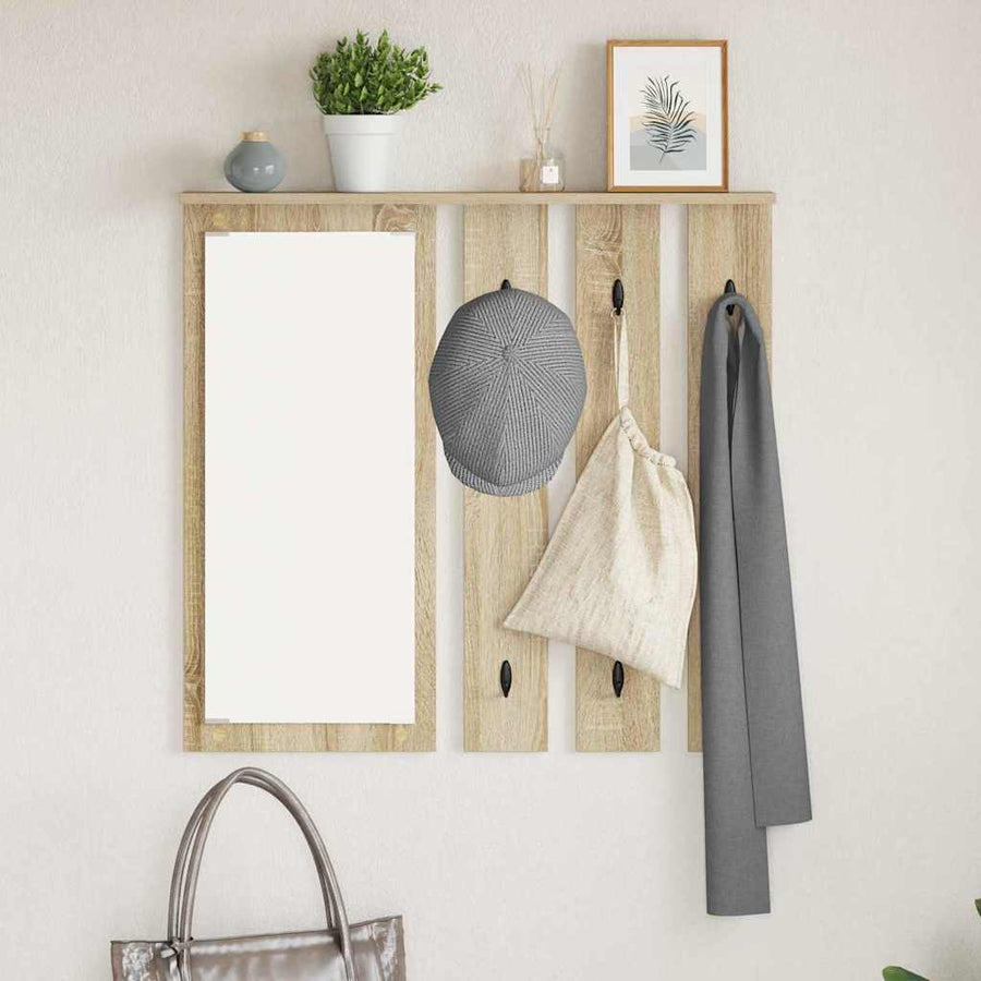 Wandgemonteerde kapstok met plank Sonoma eiken 84 x 10 x 80 cm