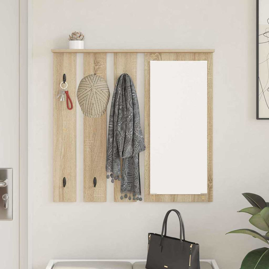 Wandgemonteerde kapstok met plank Sonoma eiken 84 x 10 x 80 cm