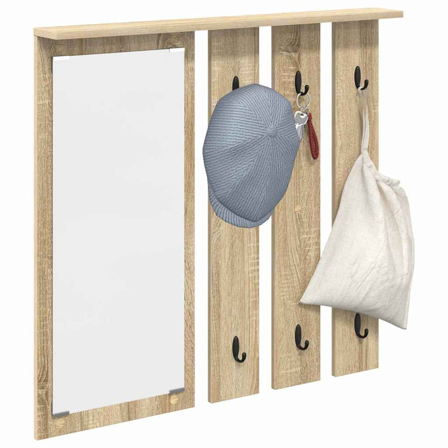 Wandgemonteerde kapstok met plank Sonoma eiken 84 x 10 x 80 cm