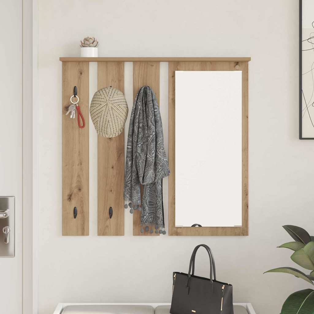 Wandgemonteerde kapstok artisanaal eikenkleurig 84 x 10 x 80 cm
