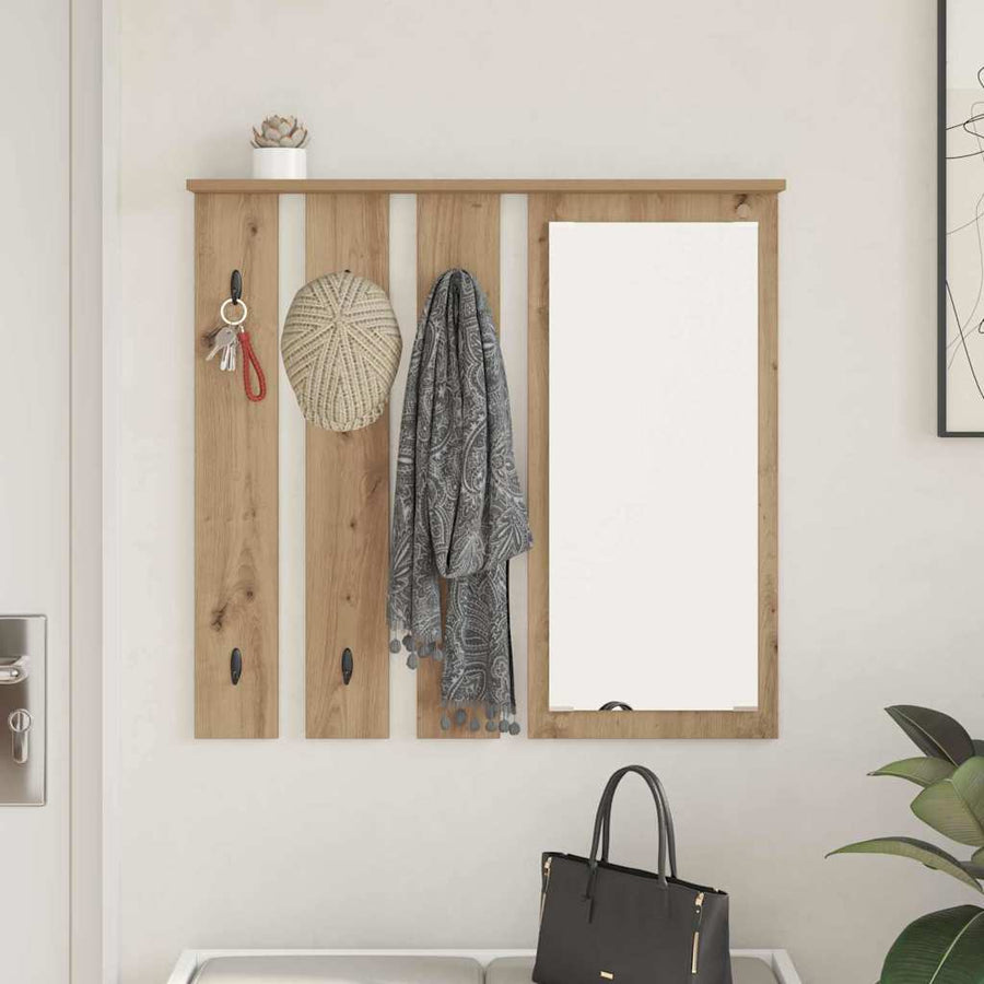 Wandgemonteerde kapstok artisanaal eikenkleurig 84 x 10 x 80 cm