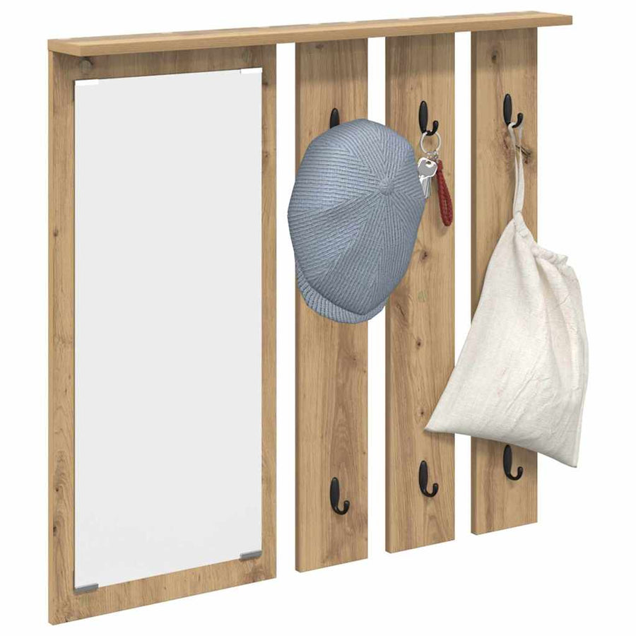Wandgemonteerde kapstok artisanaal eikenkleurig 84 x 10 x 80 cm
