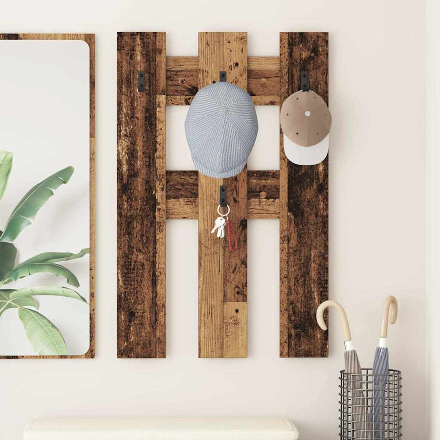 Wandgemonteerde kapstok Oudhout 65 x 3 x 100 cm Bewerkt hout