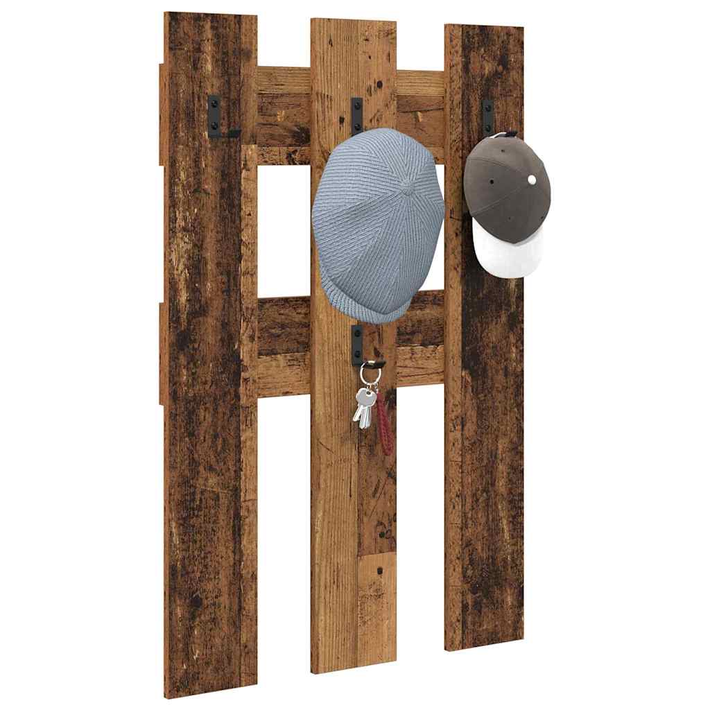 Wandgemonteerde kapstok Oudhout 65 x 3 x 100 cm Bewerkt hout