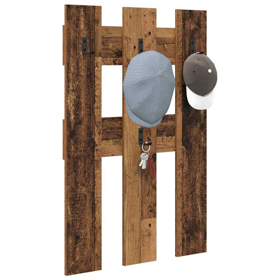 Wandgemonteerde kapstok Oudhout 65 x 3 x 100 cm Bewerkt hout