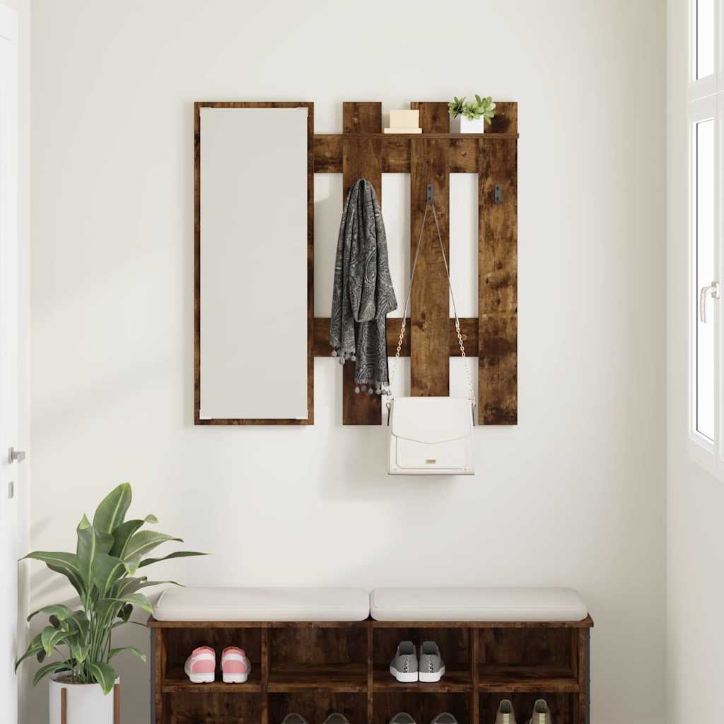 Wandgemonteerde Kapstok 100 X 10 X 100 Cm Gerookt eiken